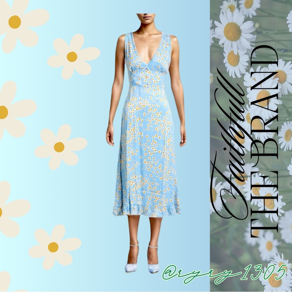 EUC Women’s Faithfull the Brand Emili Sundress in Le Bon Blue Floral Sz 2 🦋🌼